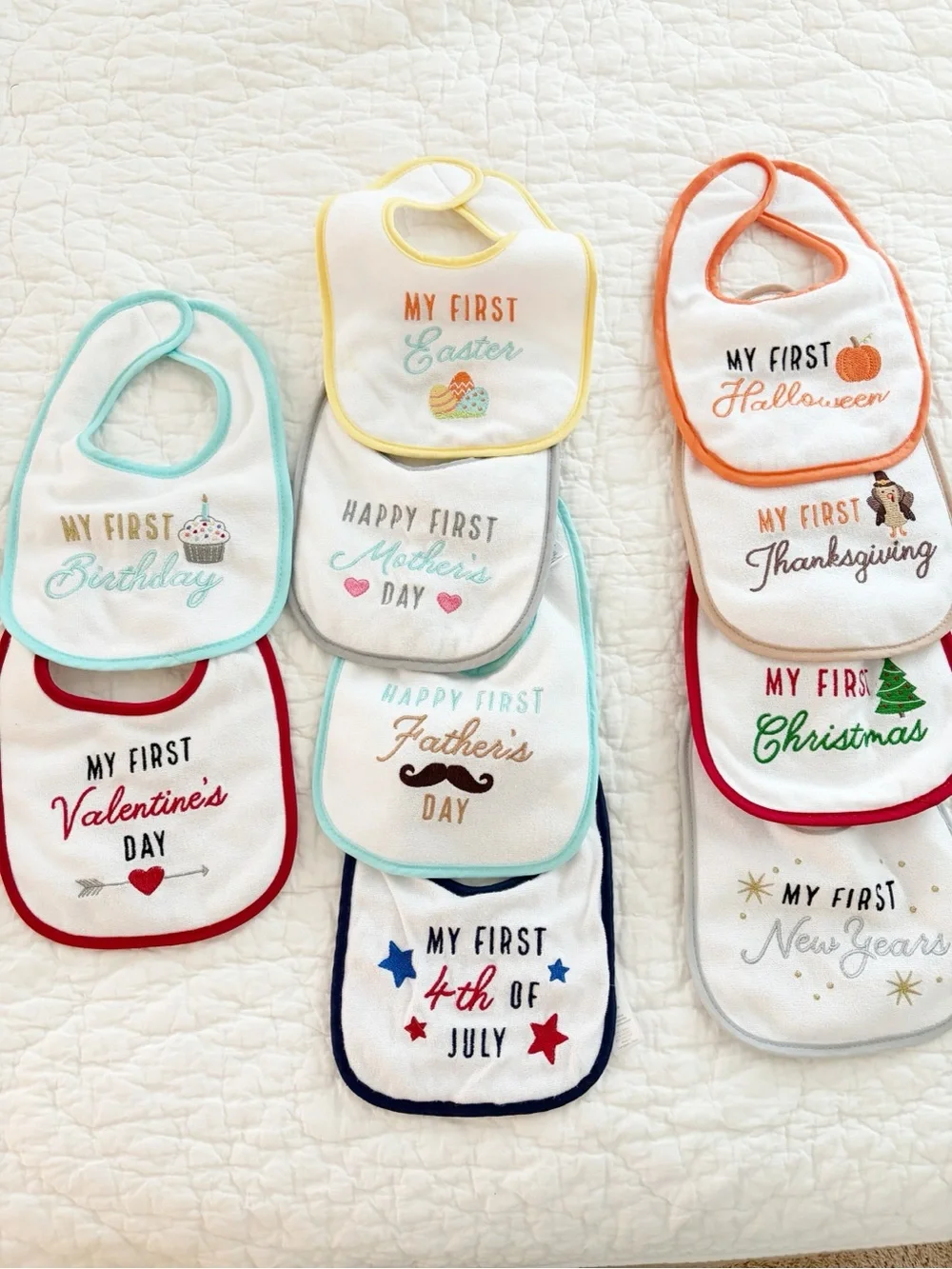 Holiday cotton drool bibs set bundle of 10